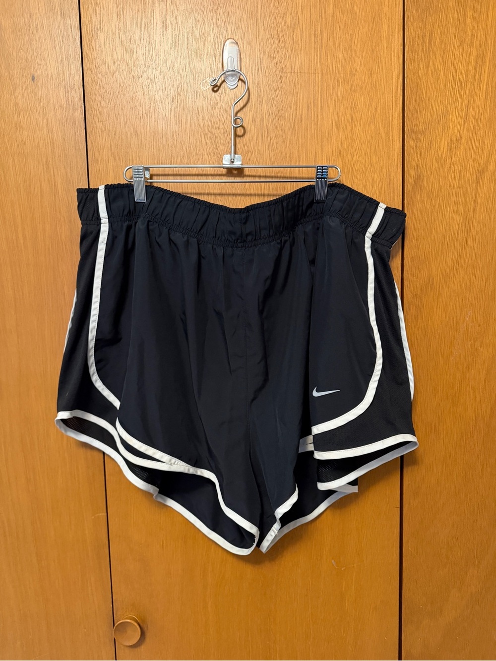 Nike Women's Tempo Black Athletic Shorts with White Piping
